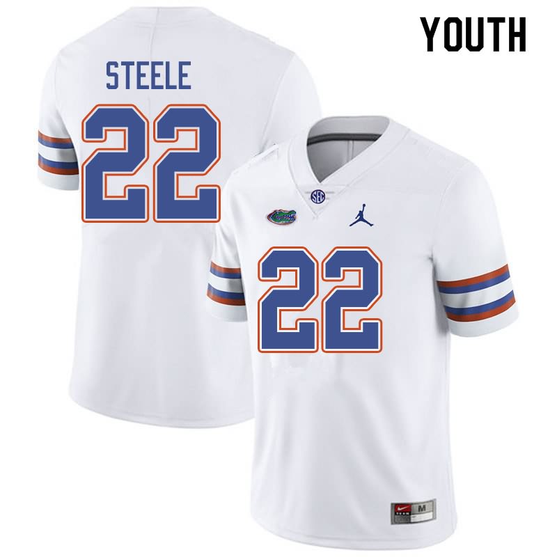 Youth NCAA Florida Gators Chris Steele #22 Stitched Authentic Jordan Brand White College Football Jersey GOY4165BR